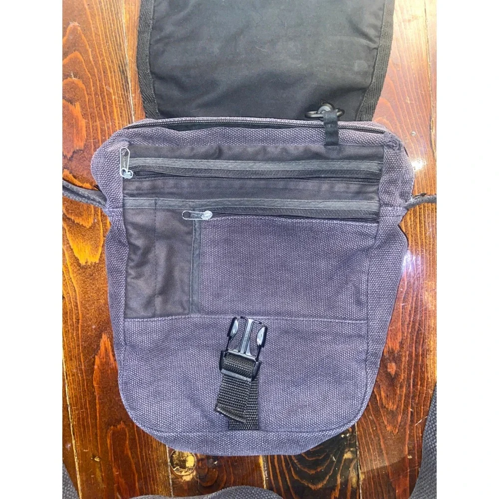 Hempmania Duluth Trading Co Hemp Canvas Crossbody Messenger Bag Navy Utility Bag